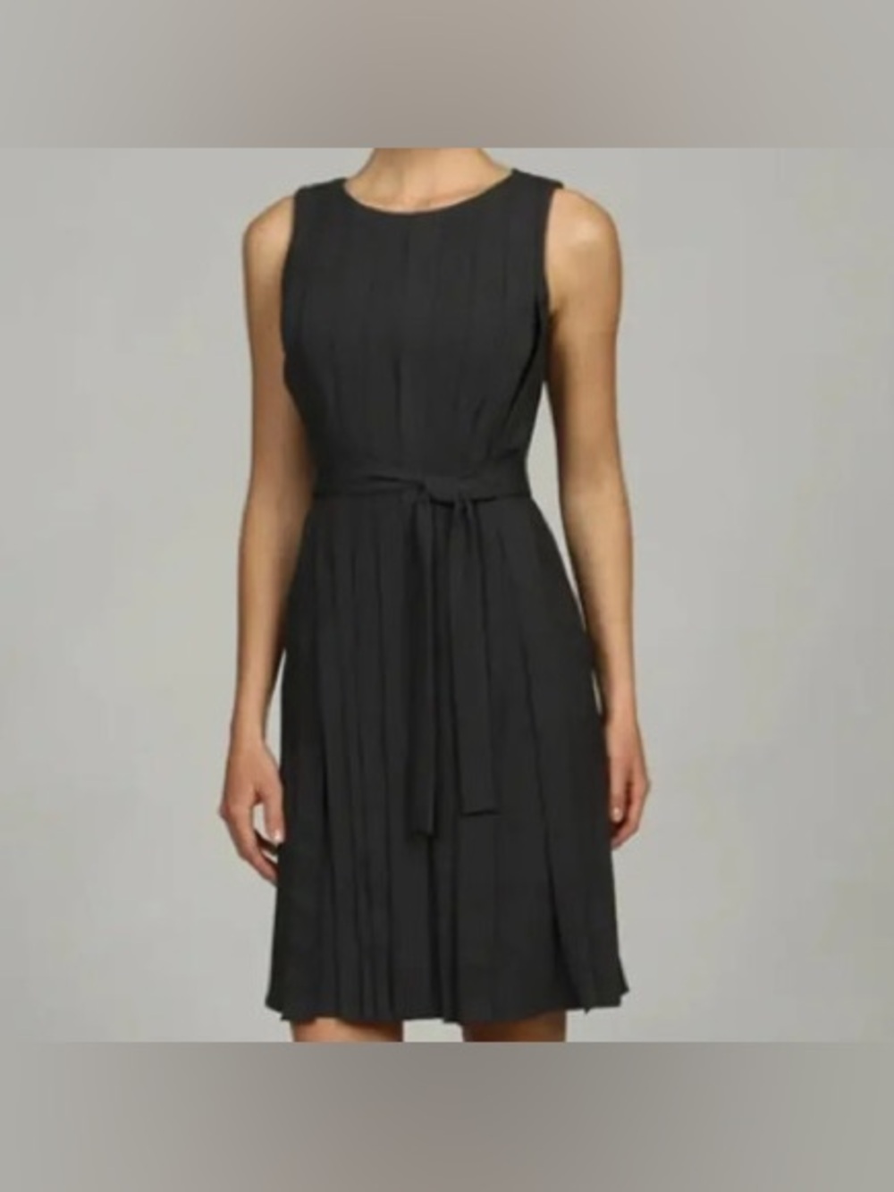 Calvin Klein size S Sleeveless Black Pleated Tie-Waist Dress